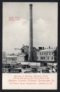 Postcard Hornsey Haringey London Middlesex chimney Electricity Works coal yard - Picture 1 of 2