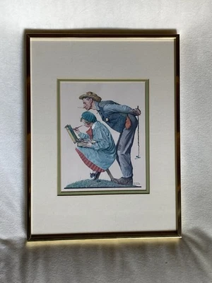 Estampa litho Norman Rockwell “Hayseed Critic” emoldurada 12 x 16” VINTAGE  - Imagem 1 de 2