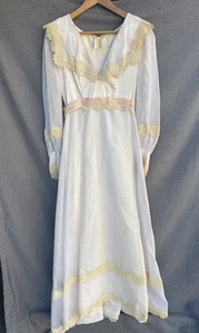 Vintage Elfenbein 70er 80er Kleid Landhaus Kern Prärie Maxi Hippie Sm/med? - Bild 1 von 13