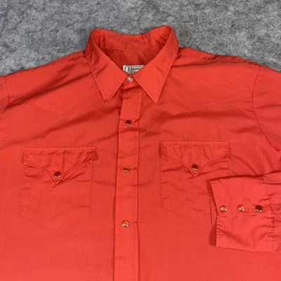 Vintage H Bar C Peal Snap Shirt Mens 18 Red Long Sleeve Ranchwear Western Cowboy - Image 1 of 4