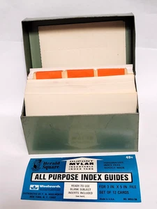 Vintage MCM J Chen Green Metal Recipe Box With 3X5 alphabet dividers NICE - Picture 1 of 8