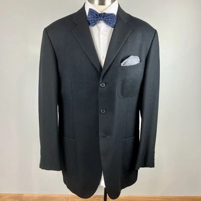 VTG Polo Ralph Lauren 44L black silk cashmere herringbone sport coat Italy - Image 1 of 4