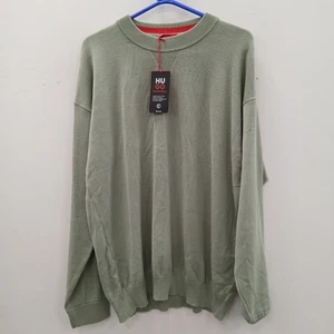 Hugo Boss Men's Cotton Knit Jumper Size L Sage Green Crew Neck NWT RMF26-SM - Picture 1 of 6