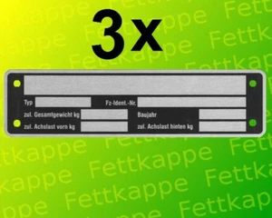 3x Blanko Typenschild Anhängertypenschild Neutral Anhänger Anhängerschild Typ 1 - Bild 1 von 1