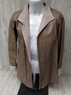 Chaqueta de mujer Jordache vintage talla 12 marrón cuero concha frente abierto LEER Foto 1 de 4