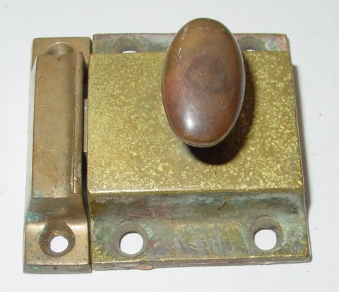 Vintage Cabinet Cupboard Turn Latch Smooth Solid Cast Brass Rustic Salvage USA Cover