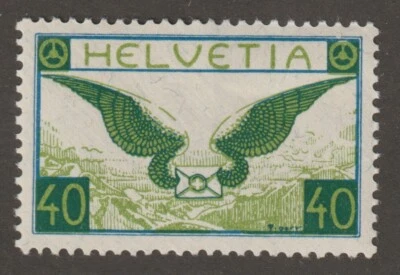 Switzerland 1933 # C14a Air Post Stamp (Allegory of Air Mail) - F/VF MH - Image 1 of 2