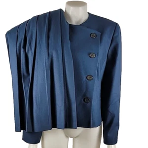 Tuta vintage Pendleton Petite blu lana plissettata gonna e blazer/giacca taglia 14 - Foto 1 di 8