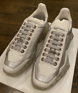 NEW Jimmy Choo Women's Diamond Low-Top Sneakers White/Silver US 9 EU 39