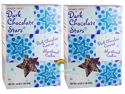 2 Packs Trader Joe’s Dark Chocolate Stars Shortbread Cookies 16 oz Each Pack - Image 1 of 4