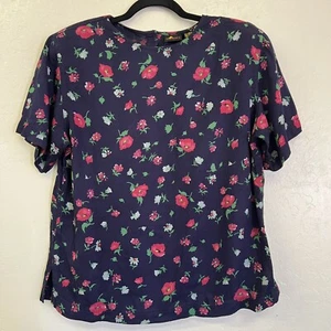 Vintage 80er Liz Sport Blumen Top Plissee fließend Culotte Skort Set Gr. L/14 GVC - Bild 1 von 7