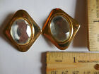 Vintage Women's Shoe Bow Clip Gold Color Metal  with faux crystal oval  center