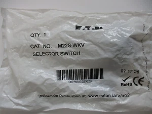 EATON CAT NO. M22S-WKV SELECTOR SWITCH, NEW MFG DATE 071728 - Picture 1 of 5