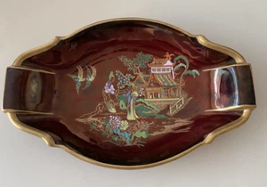 Piatto vintage Carlton Ware Rouge Royals Lustre Mikado con bordo oro anni '40-60 - Foto 1 di 12