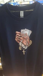 Blue Blessed With Bling Hands Cash Jewelry Size XL Mens T Shirt Gildan - Picture 1 of 1