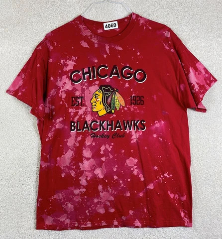 Chicago Blackhawks NHL Hockey Adult Size X-Large Red Tie-Dye Short Sleeve Shirt Cover