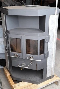 Kaminofen gebraucht, 550x550x1010, ca 6kW, grau, Edelstahlverkleidung, Rohr 150 - Bild 1 von 10