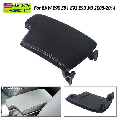 M3 Stitch Alcantara Center Console Armrest Cover For BMW e90 e92 e93 2005-2012 - Image 1 of 4