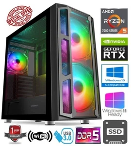 RYZEN 5 GAMING PC - AMD RYZEN 5 7600X AM5 32GB DDR5 RAM 1TB SSD GEFORCE RTX4060 - Picture 1 of 14