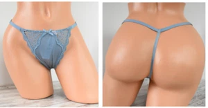 Victoria's Secret TANGA MEDIANA *DREAM ANGELS* RIBETE DE ENCAJE TANGA EN V *Denim desteñido* - Imagen 1 de 5
