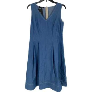 Lafayette 148 New York Blue V-Neck Flare Dress | New With Tags - Picture 1 of 4