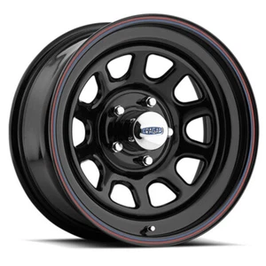 CRAGAR 342 D Window 15X7 5X114.3 ET6 Gloss Black w/Red & Blue Stripe (Qty of 1) - Picture 1 of 2
