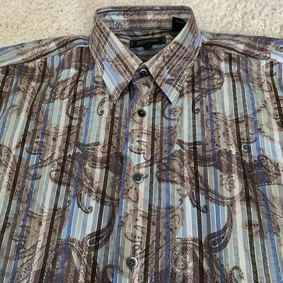 Camisa de carrete de algodón para hombre grande cachemira mezcla de algodón varias rayas abotonada informal Foto 1 de 4