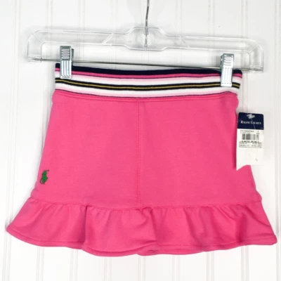 Ralph Lauren Falda Línea A Niña 6X Rosa Tirar de Volantes Cortos Elastizados Tejido Nuevo Foto 1 de 4
