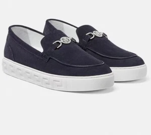 Versace Medusa MEDUSA '95 SUEDE GRECA LOAFERS Blue Size 9 - Picture 1 of 6