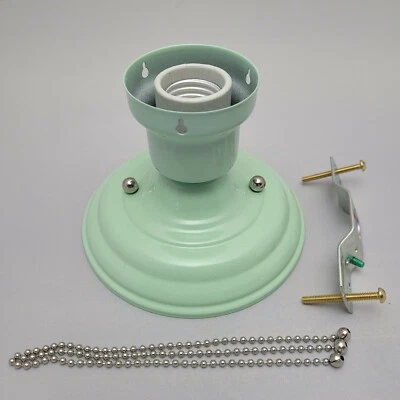 LOOK!!!  NEW JADITE GREEN 3-CHAIN FIXTURE -VINTAGE ART DECO SHADE Three Chain - Image 1 of 4