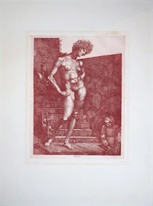 TÜBKE MEMENTO MORI RÖTEL RADIERUNG LEIPZIG GÖTTIN FLORA TOD SANDUHR SIGNIERT1972 - Picture 1 of 14