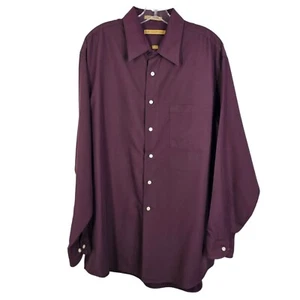 Milano Uomo Men 17 1/2 34/35 Dark Purple Button Up Long Sleeve Pocket Shirt - Picture 1 of 7