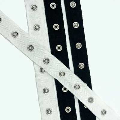 1 Y Cotton Metal Snap Fastener Tape Press Ribbon Buttons Trim Garment Sewing DIY - Image 1 of 4