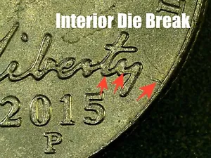 Interior Die Break 2015-P Jefferson Nickel Extremely RARE - Picture 1 of 3