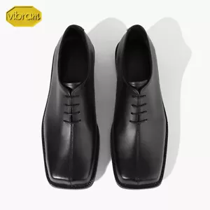 Firenze Atelier Herren schwarz Leder quadratische Zehenpartie Oxford Derby Schuhe mit Vibram Sohle - Bild 1 von 17