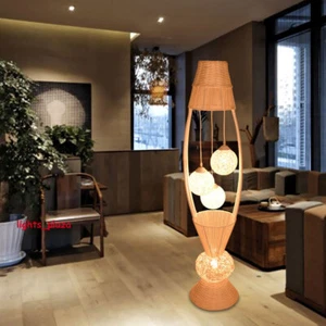 Creative simple living room floor lamp decoration rattan braided foot off lights - Picture 1 of 14