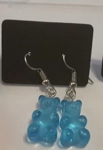 BN - Home Made Gummy Bear (Blue) Earrings with Tibetan Silver Hanger - Imagen 1 de 1