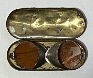 Antique Amber Willson Side Shield Goggles Glasses With Case - Early 1900's