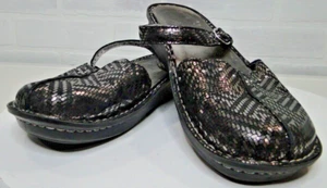 Alegria Women’s Size 37 7/7.5 Black Silver Tuscany Mary Jane Mules Comfort Shoes - Picture 1 of 6