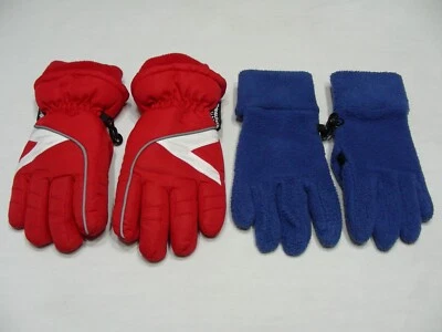 Toughskins - Red - Boys XS/S Size + GAP - Blue - Small Size Polyester Gloves! - Image 1 of 4