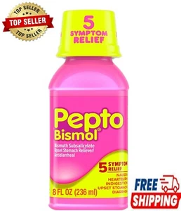 Pepto Bismol 5 Symptom Stomach Relief Liquid, Original, 8 Oz - Picture 1 of 4