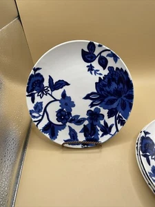 Set Of 4 ~ 7.5” Royal Norfolk Blue Floral Salad Plates - Picture 1 of 3