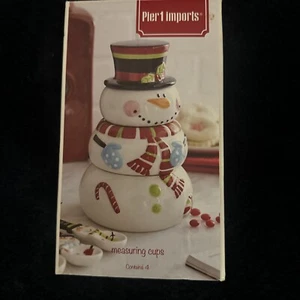Pier One RARE SNOWMAN MEASURING CUPS 4 pcs Christmas Holiday decor Brand New! - Picture 1 of 4