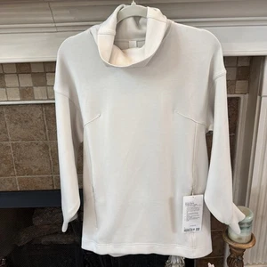 NUEVO CON ETIQUETASLululemon Mezcla Modal Túnica Cuello Alto Hueso Marfil Cruzado Espalda Talla 4 - Imagen 1 de 4