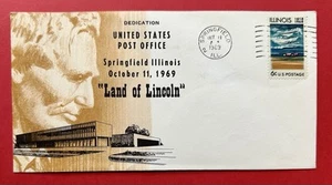 1969 matasellos dedicación de la oficina de correos de Estados Unidos / Springfield, Ill. / sello de 6 centavos - Imagen 1 de 6