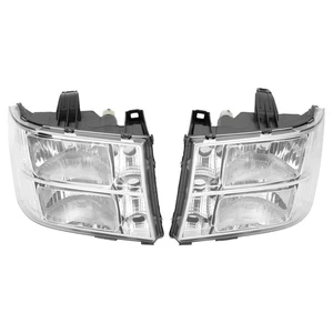 Headlight Assembly Fit For GMC Sierra 07-14 Chrome Housing Front Headlamps Pair - Picture 1 of 6