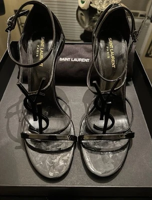 Sandalias Saint Laurent Cassandra YSL Logo Negras Talla 42  Foto 1 de 4