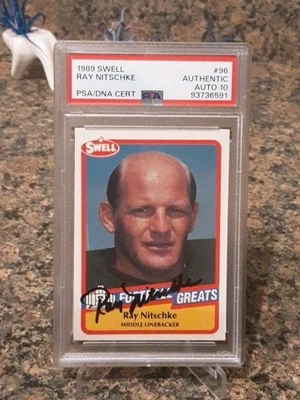 1989 SWELL GREATS #96 RAY NITSCHKE PSA/DNA AUTHENTIC AUTO PSA 10 PACKERS  - Image 1 of 2