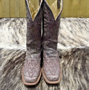 Corral Damenstiefel gekreuzte eckige Zehenpartie braun & rote Kristalle Größe 9,5M A2837 - Bild 1 von 13