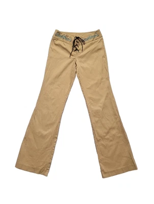Pantalones acampanados bordados con cordones tiro bajo vintage Y2K talla 3 Boho Festival Western Foto 1 de 4